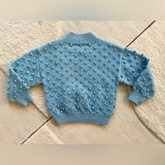 Misha & Puff Faded Blue Denim Lake Popcorn Sweater Pullover Mock Neck Wool 5T - Picture 6 of 8